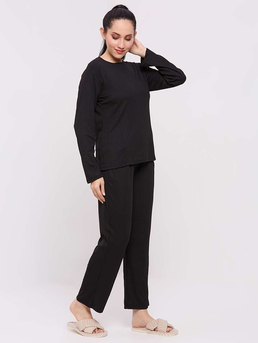 women solid nightwear pyjama set - 22087950 - Standard Image - 2