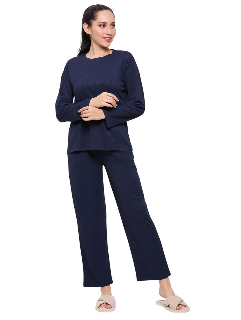 women solid nightwear pyjama set - 22087951 -  Standard Image - 2