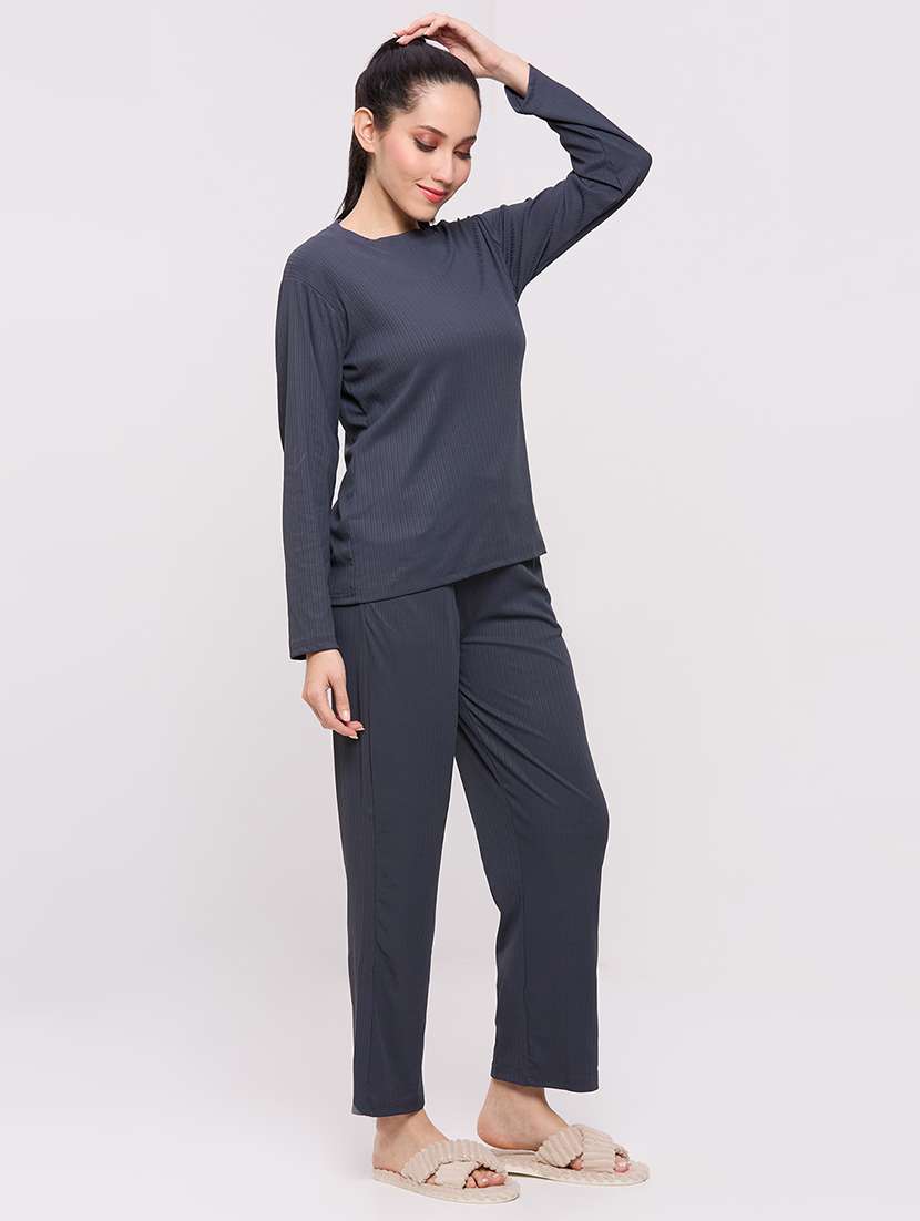 women solid nightwear pyjama set - 22087952 -  Standard Image - 2