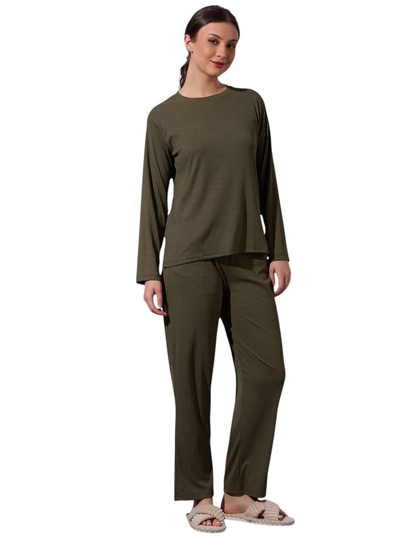 women solid nightwear pyjama set - 22087954 - Standard Image - 2