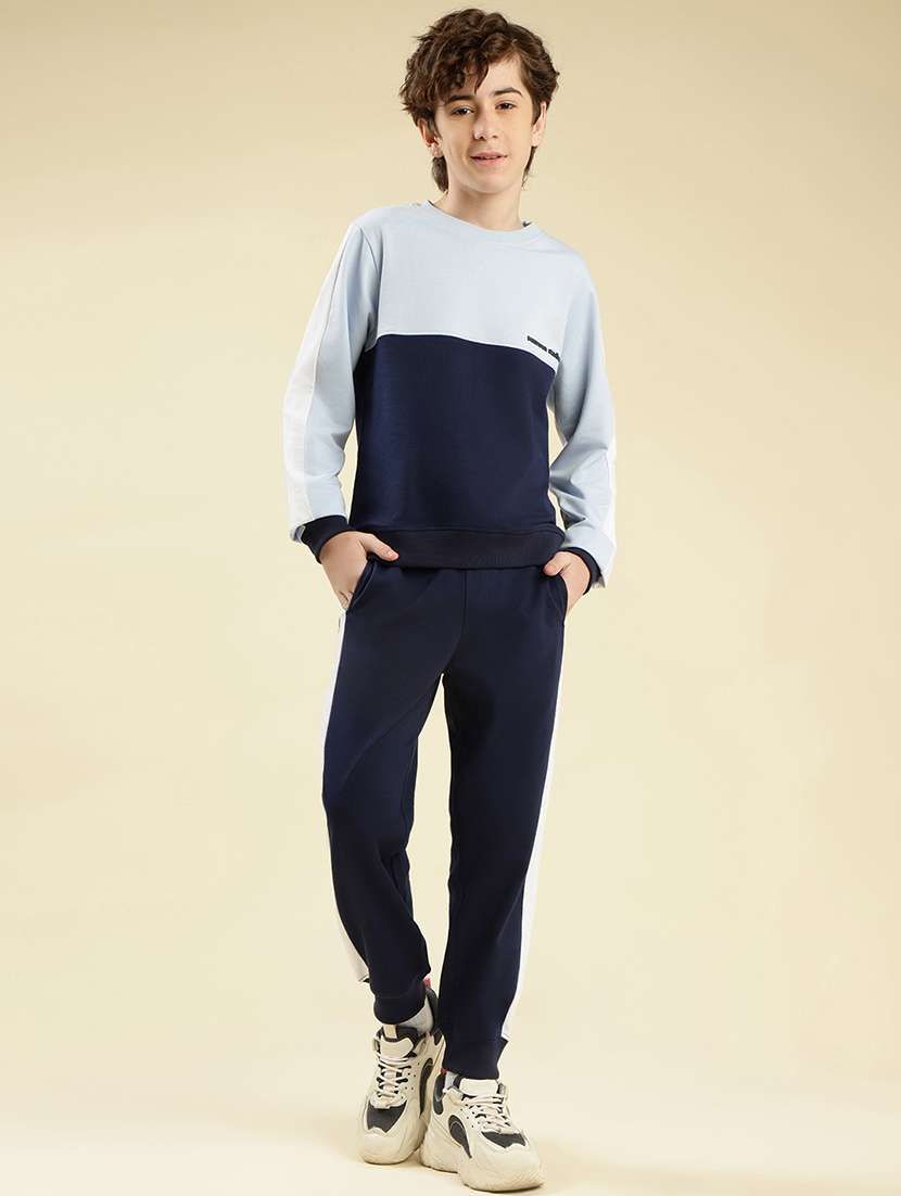 boys color block round neck full length track suit - 22087982 -  Standard Image - 2