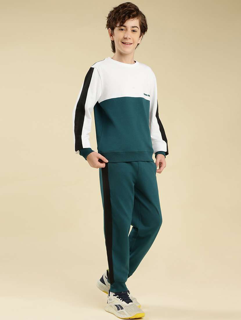 boys color block round neck full length track suit - 22087983 -  Standard Image - 2
