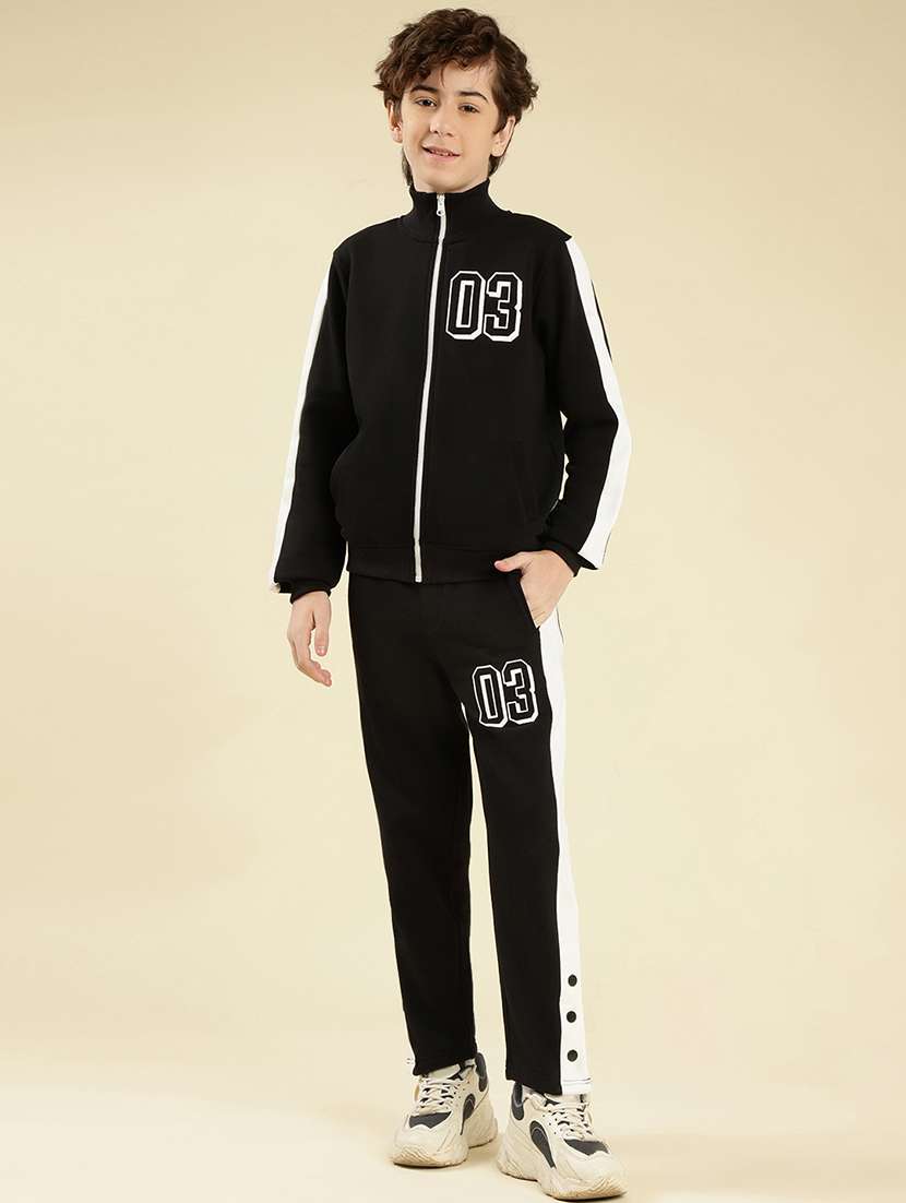 boys color block round neck full length track suit - 22087988 -  Standard Image - 2
