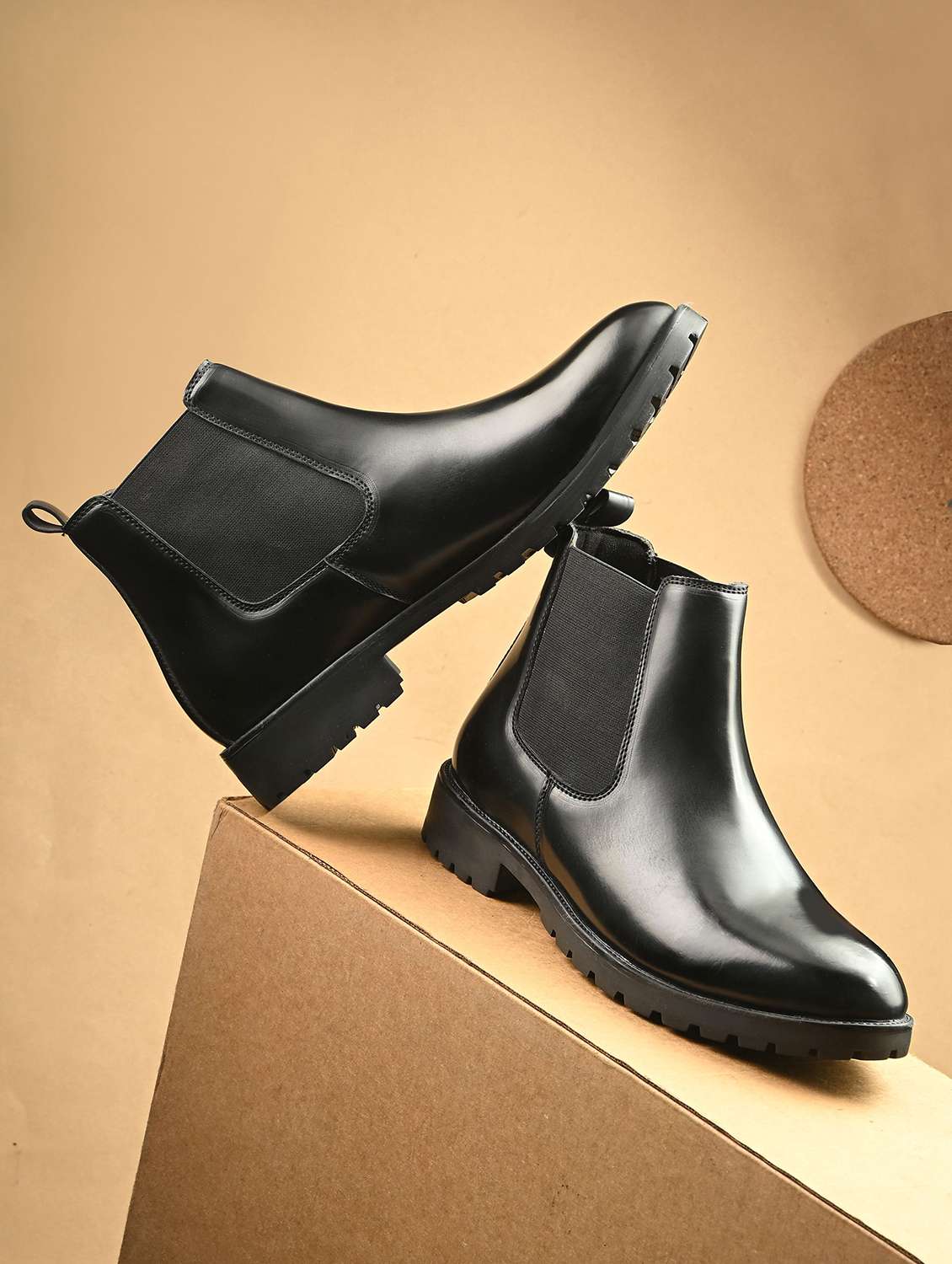 men black slip on boot