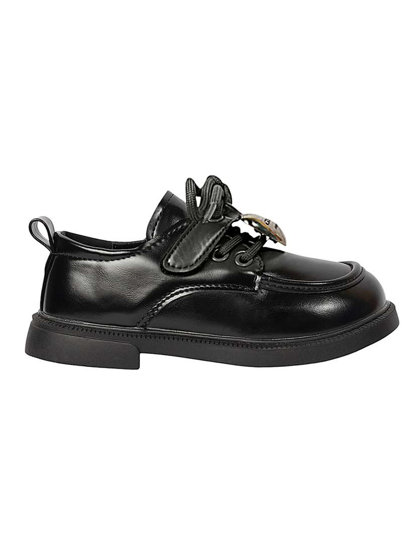 boys black solid lace up shoes - 22088037 - Standard Image - 2