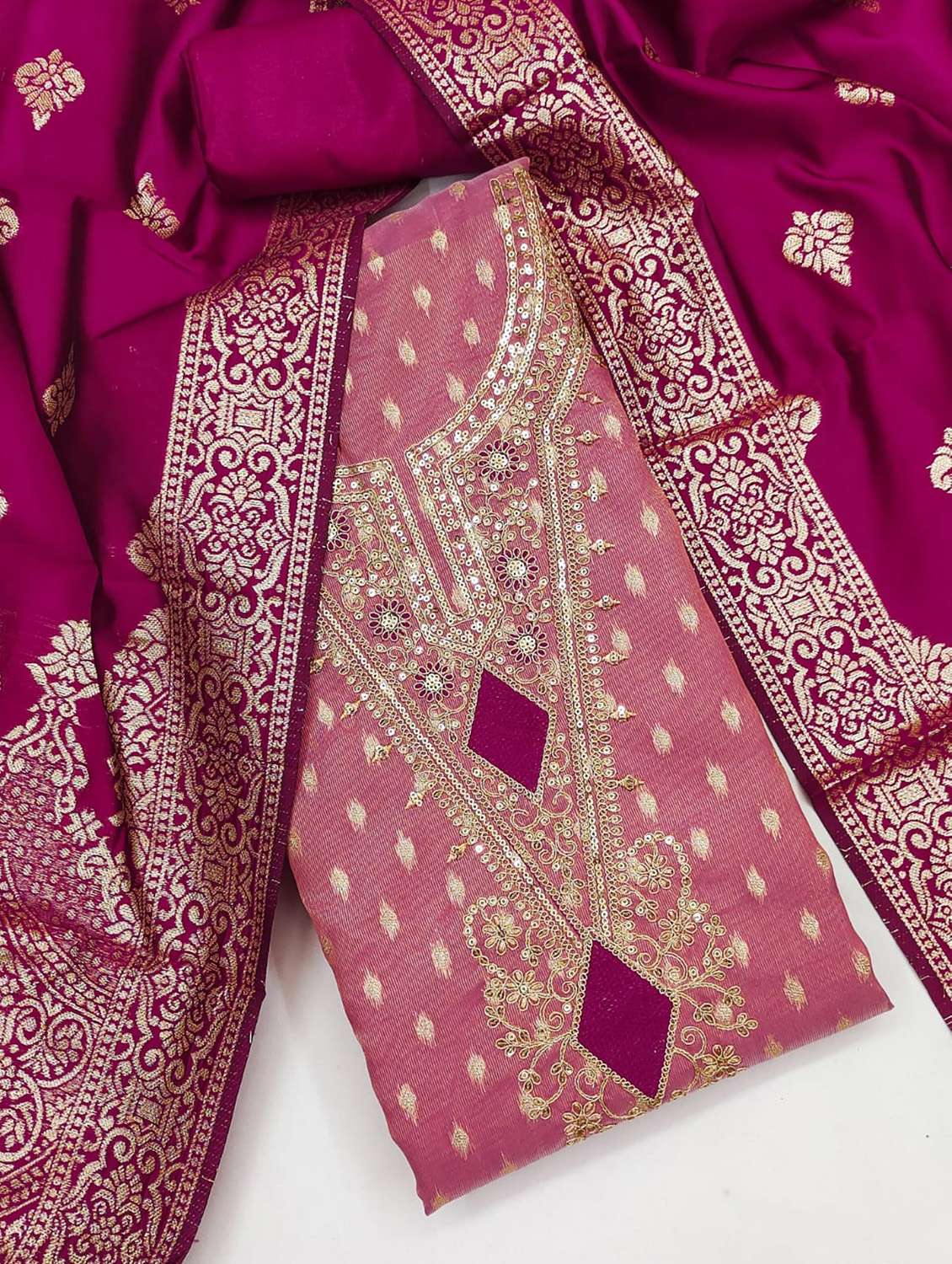 women self design embroidered unstitched suit set - 22088048 -  Standard Image - 2