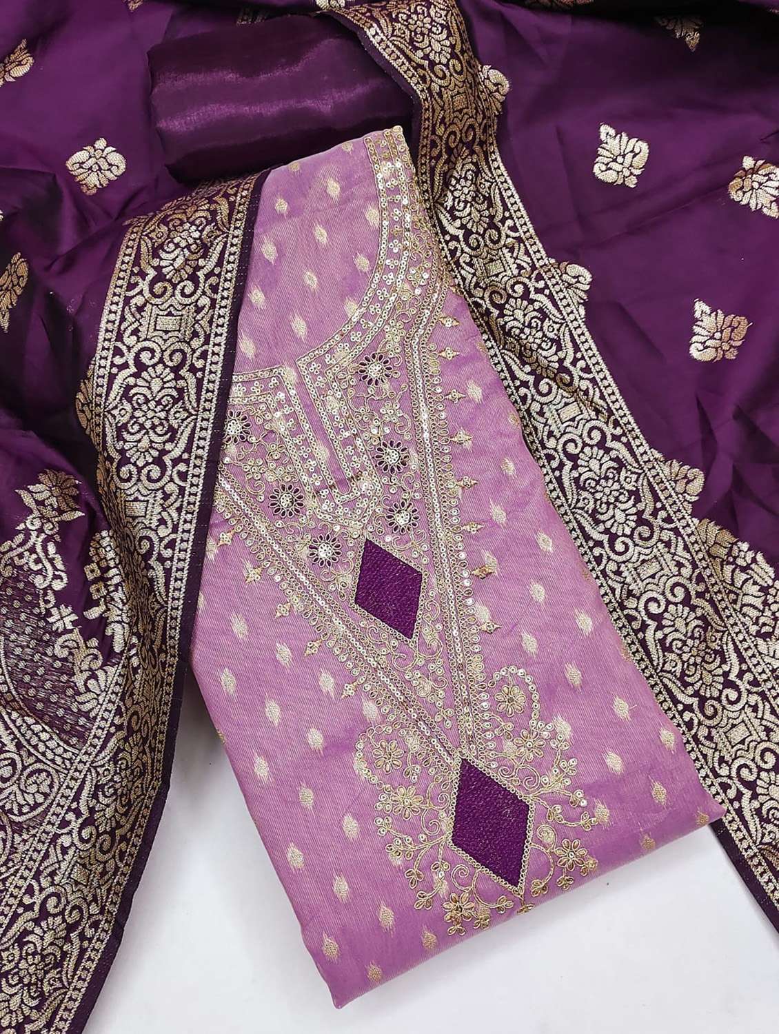 women self design embroidered unstitched suit set - 22088051 -  Standard Image - 2