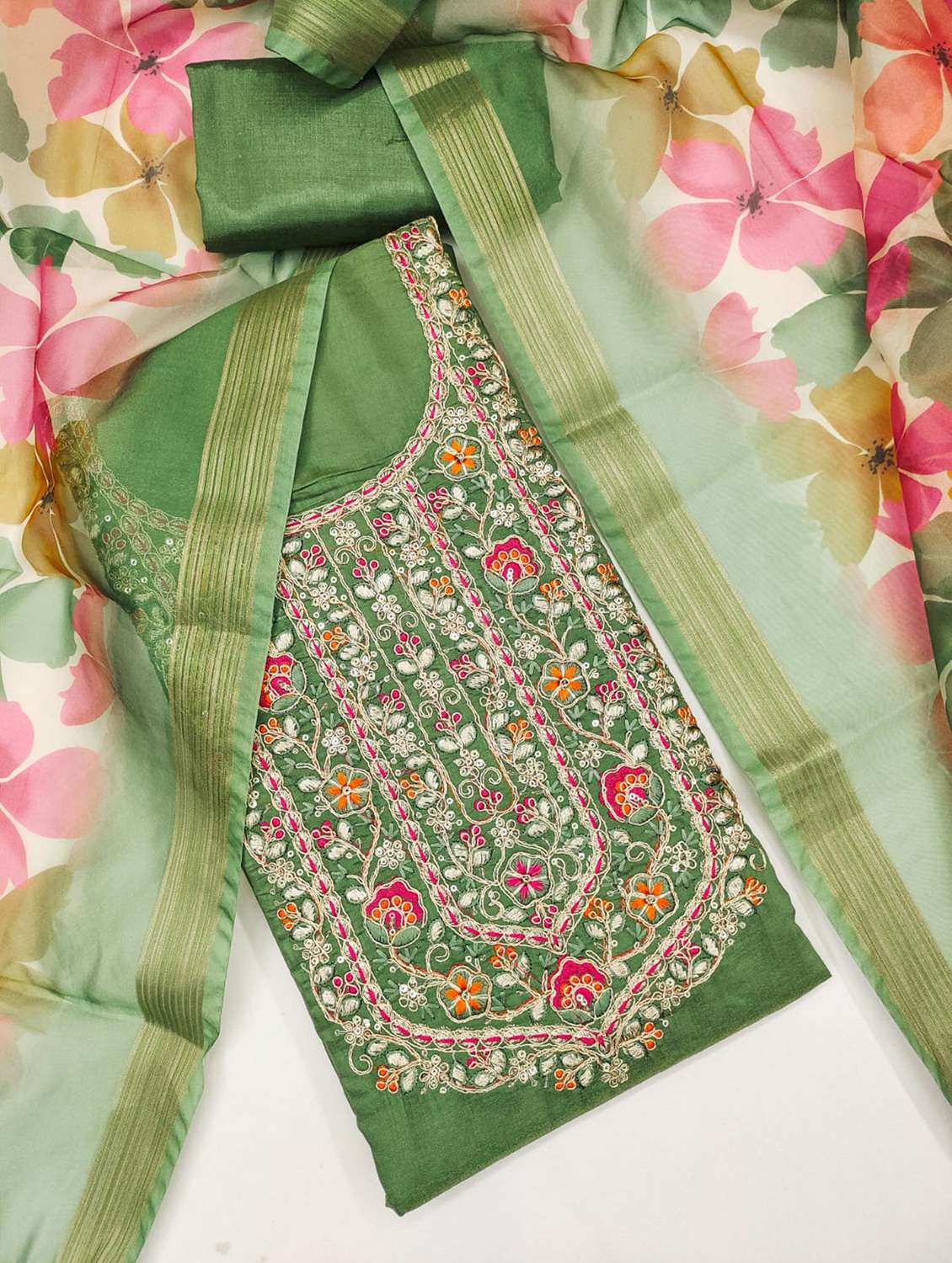 women solid with work embroidered unstitched suit set - 22088054 -  Standard Image - 2