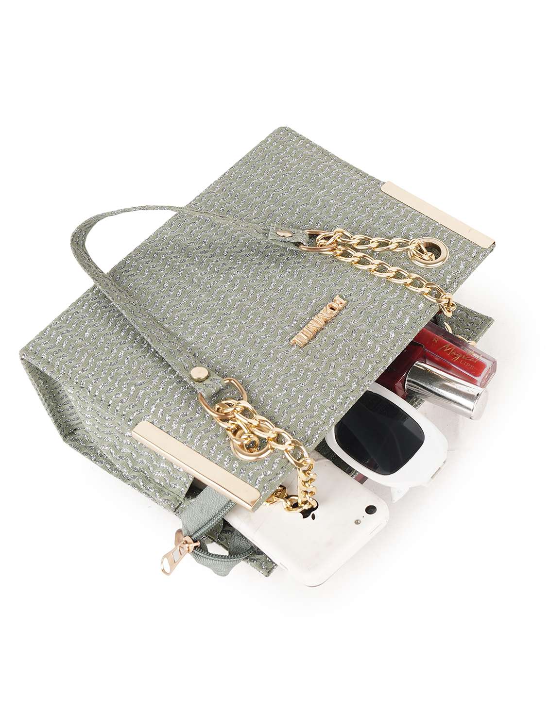 women's weave textured handbag green - 22088056 - Standard Image - 2