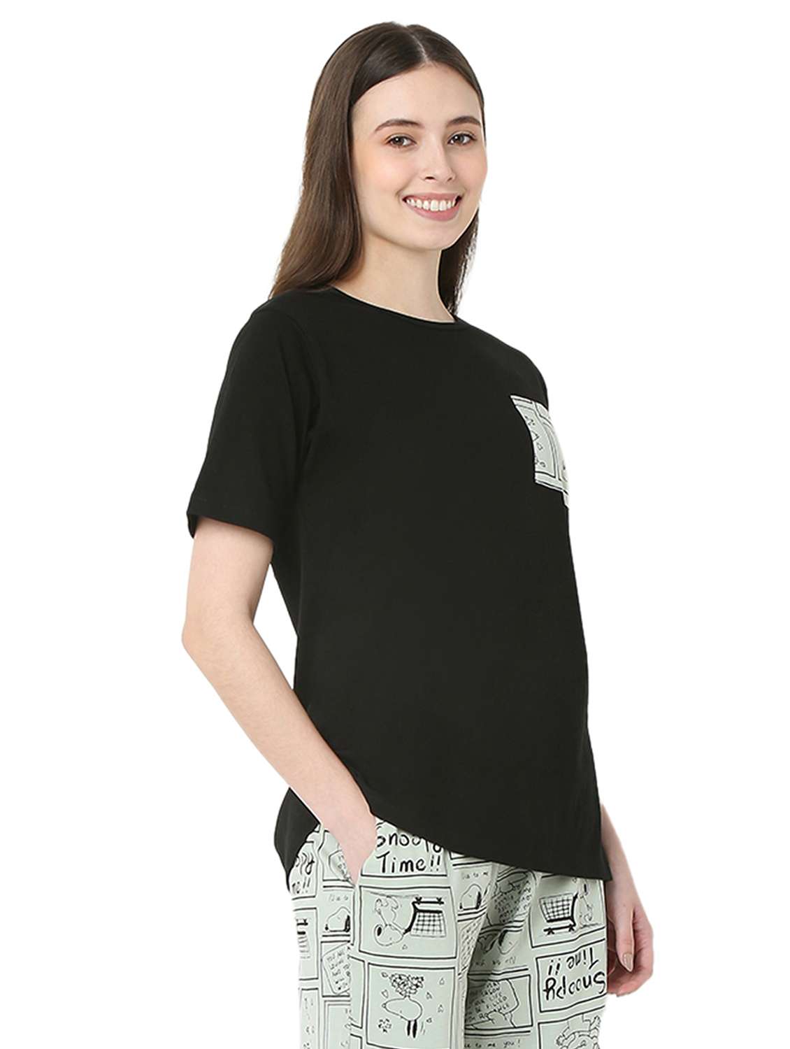 women solid short sleeve regular fit t-shirt - 22088065 - Standard Image - 2
