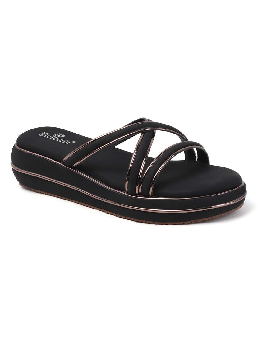 women black slip on flat sandal - 22088068 - Standard Image - 2