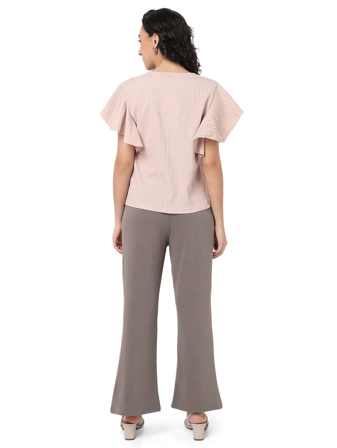 women solid top and trouser co-ord set - 22088092 - Standard Image - 2
