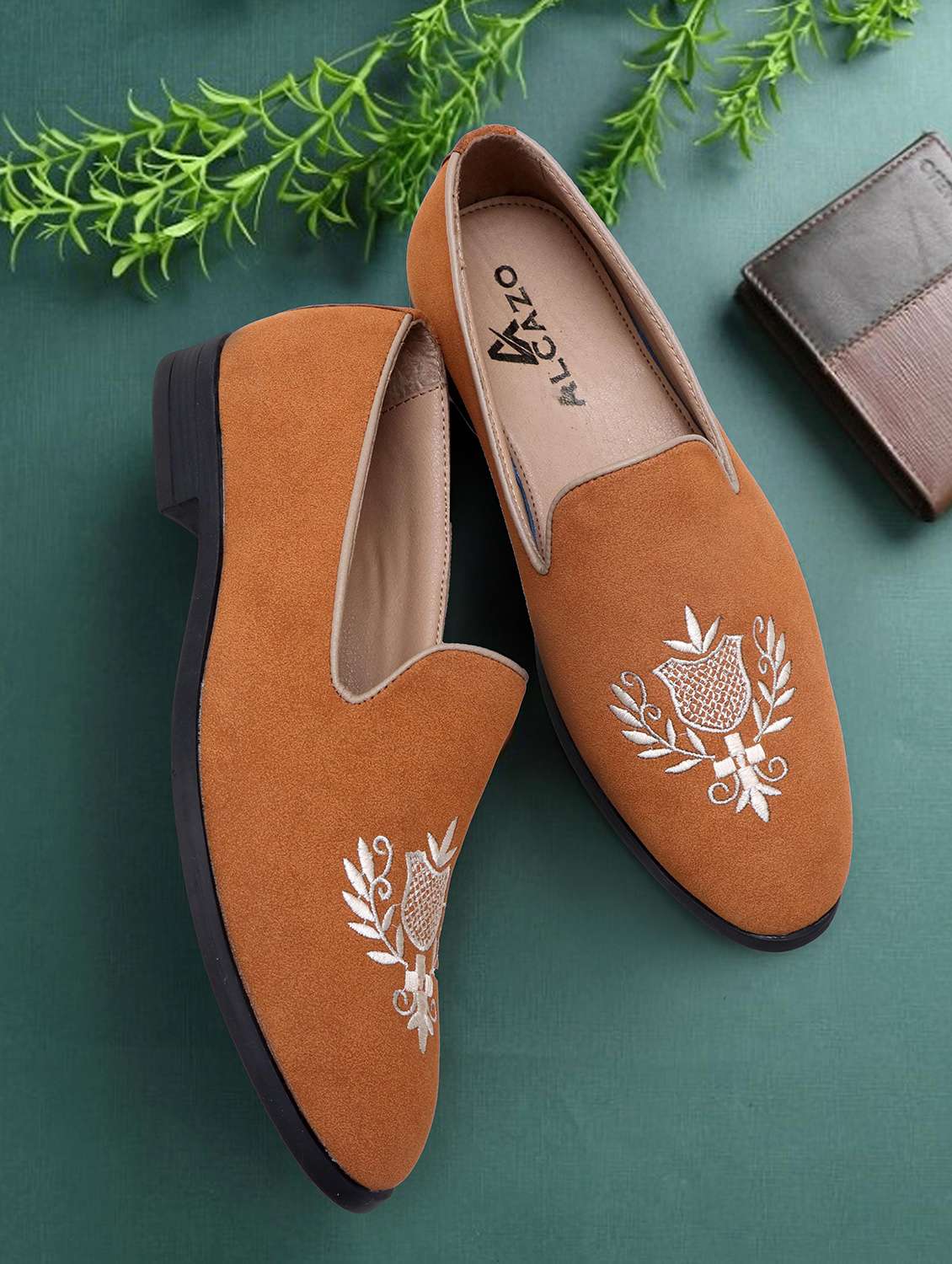 men beige slip on moccasin