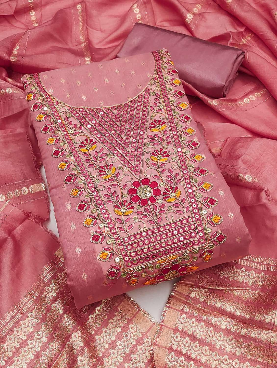 women self design embroidered unstitched suit set - 22088109 -  Standard Image - 2