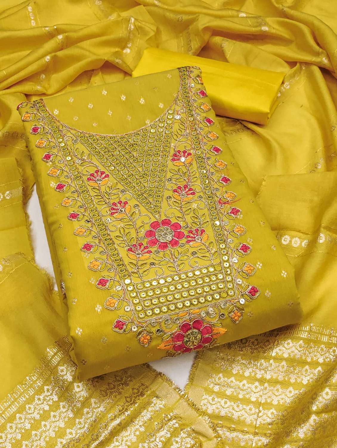 women self design embroidered unstitched suit set - 22088110 -  Standard Image - 2