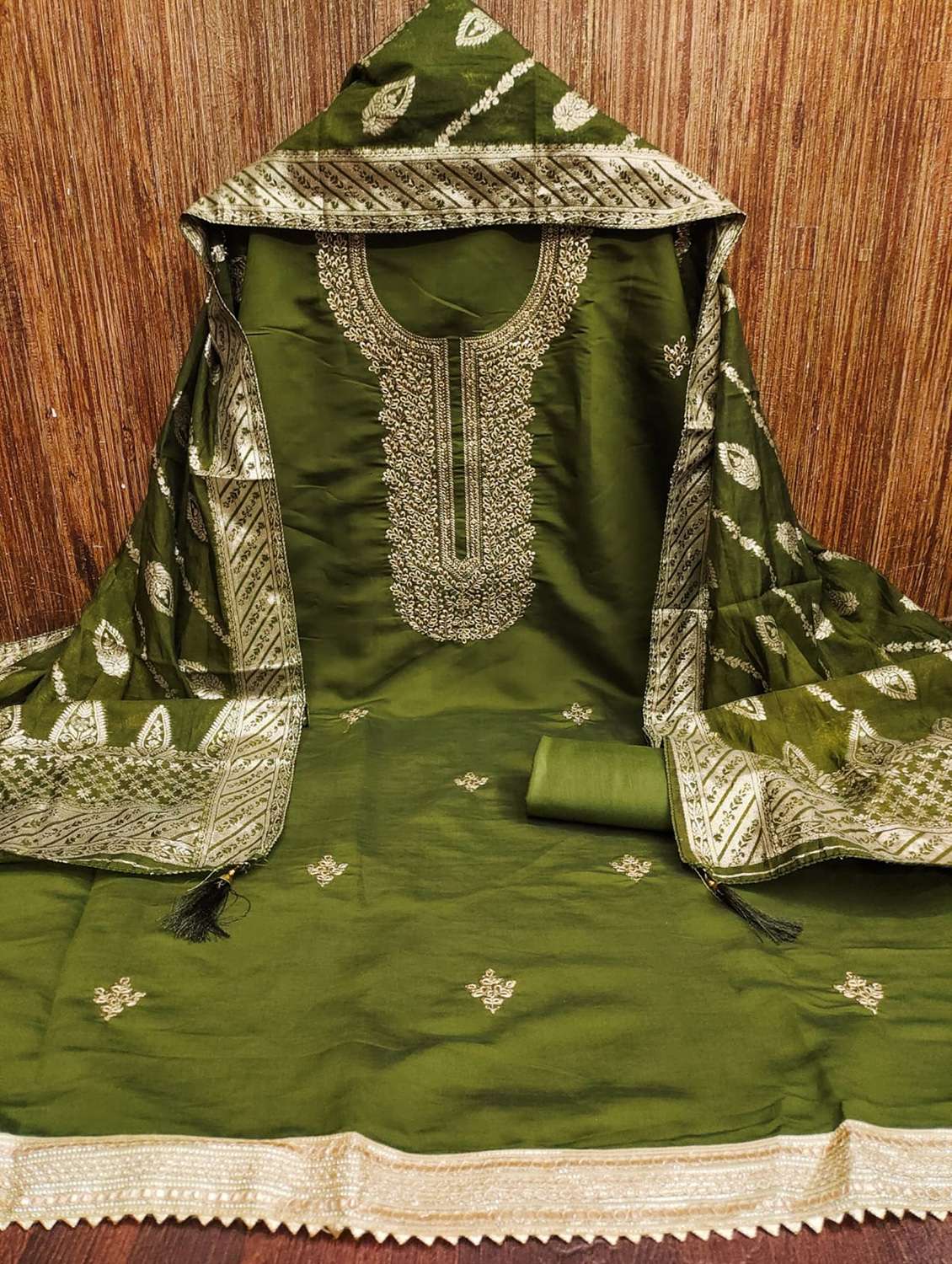 women solid with work embroidered unstitched suit set - 22088119 -  Standard Image - 2