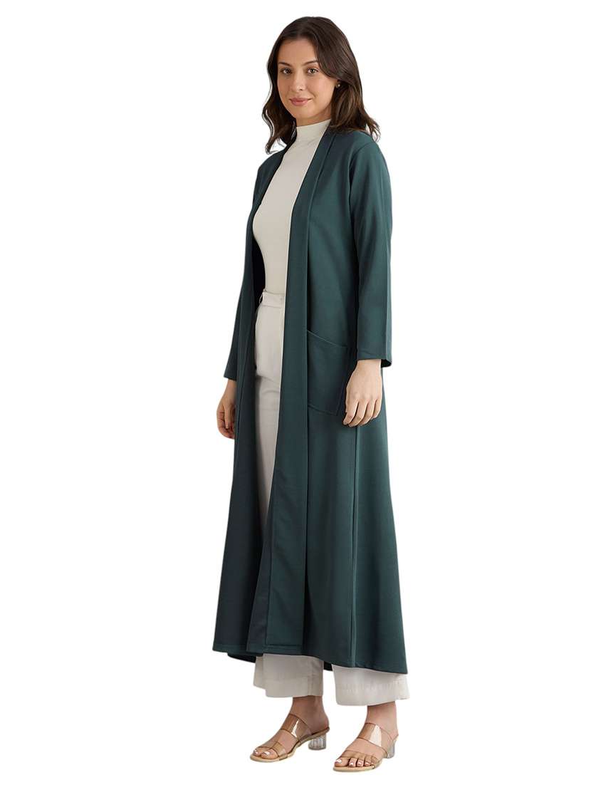 women solid long sleeve long shrug - 22088127 - Standard Image - 2