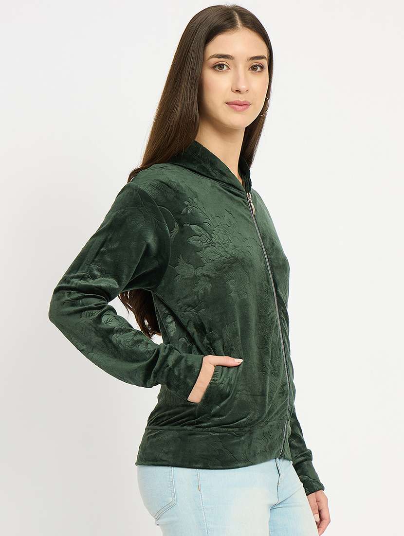 women solid long sleeve hooded sweatshirt - 22088133 -  Standard Image - 2