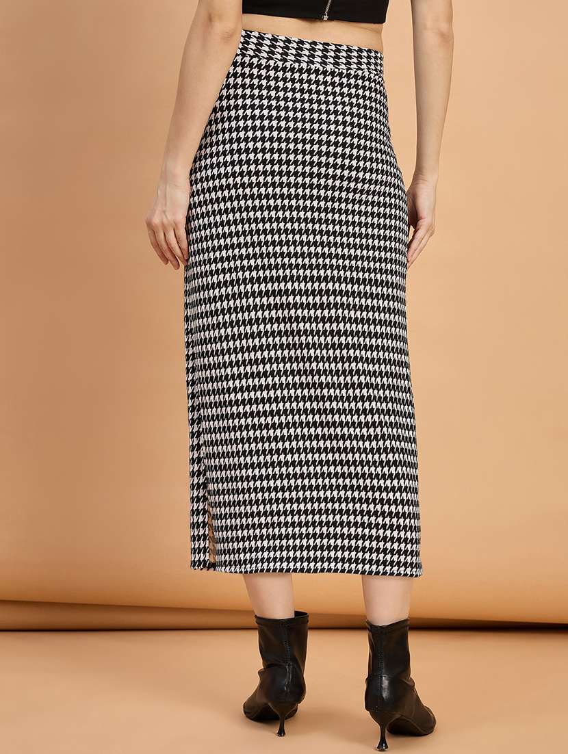 women houndstooth print high rise bodycon skirt - 22088154 - Standard Image - 2