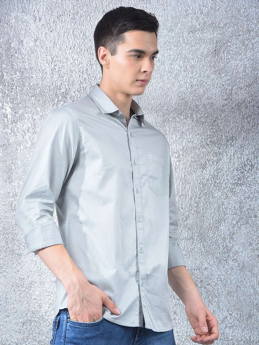 men solid long sleeve regular fit casual shirt - 22088175 - Standard Image - 2