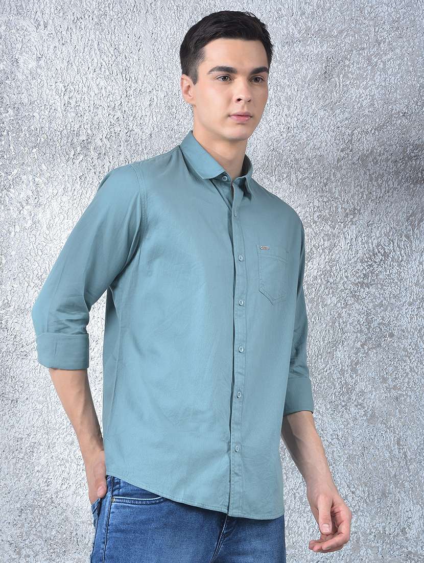men solid long sleeve regular fit casual shirt - 22088180 - Standard Image - 2