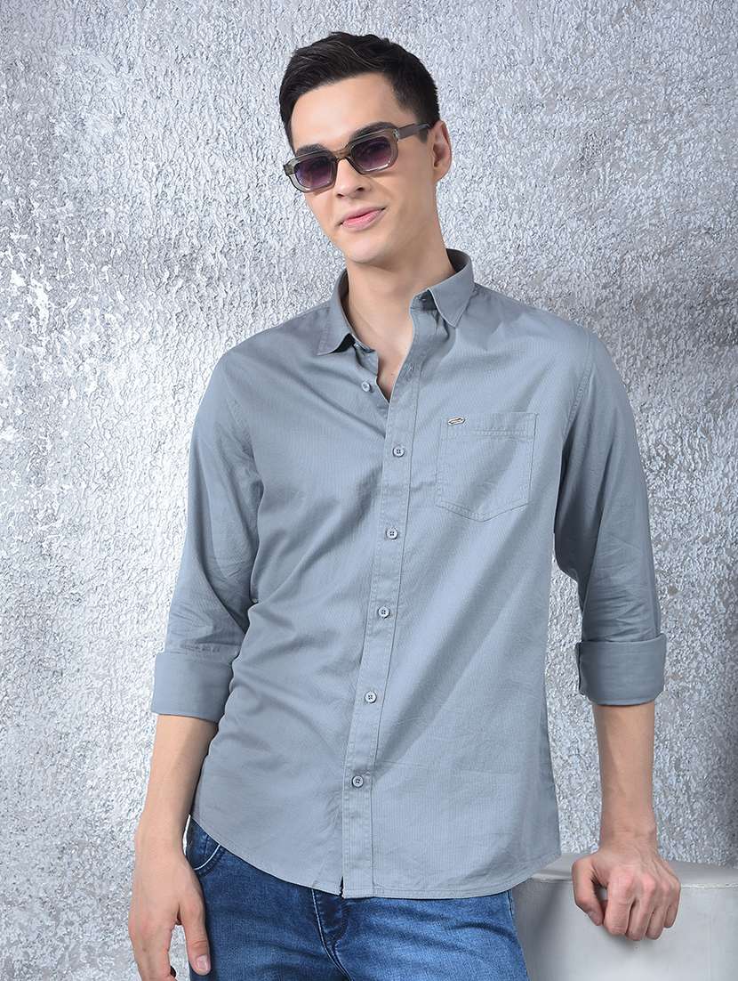 men solid long sleeve regular fit casual shirt