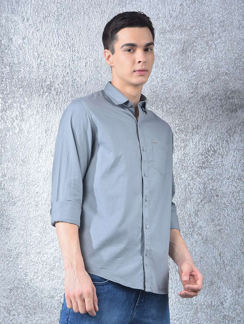 men solid long sleeve regular fit casual shirt - 22088181 - Standard Image - 2