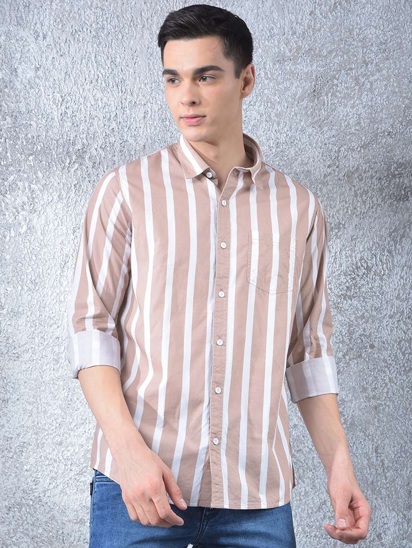 men striped long sleeve regular fit casual shirt - 22088183 - Standard Image - 2