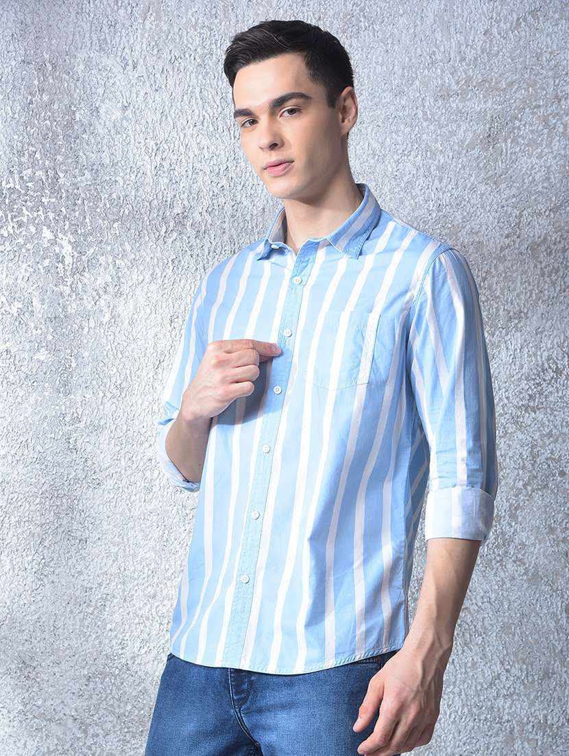 men striped long sleeve regular fit casual shirt - 22088184 - Standard Image - 2
