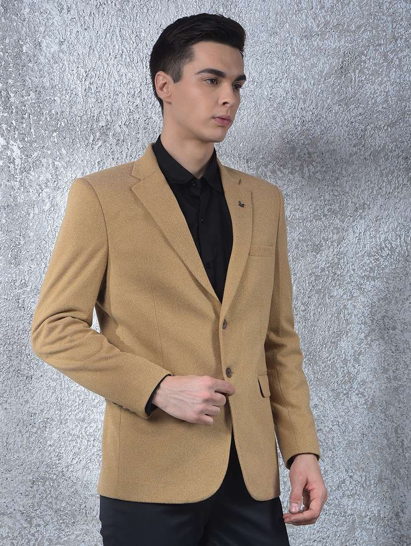 men solid lapel collar single breasted casual blazer - 22088193 -  Standard Image - 2