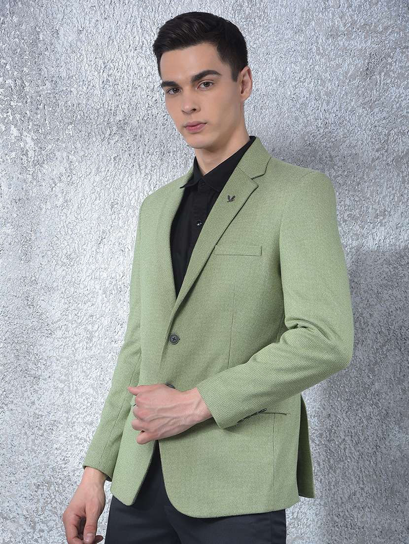 men solid lapel collar single breasted casual blazer - 22088194 -  Standard Image - 2