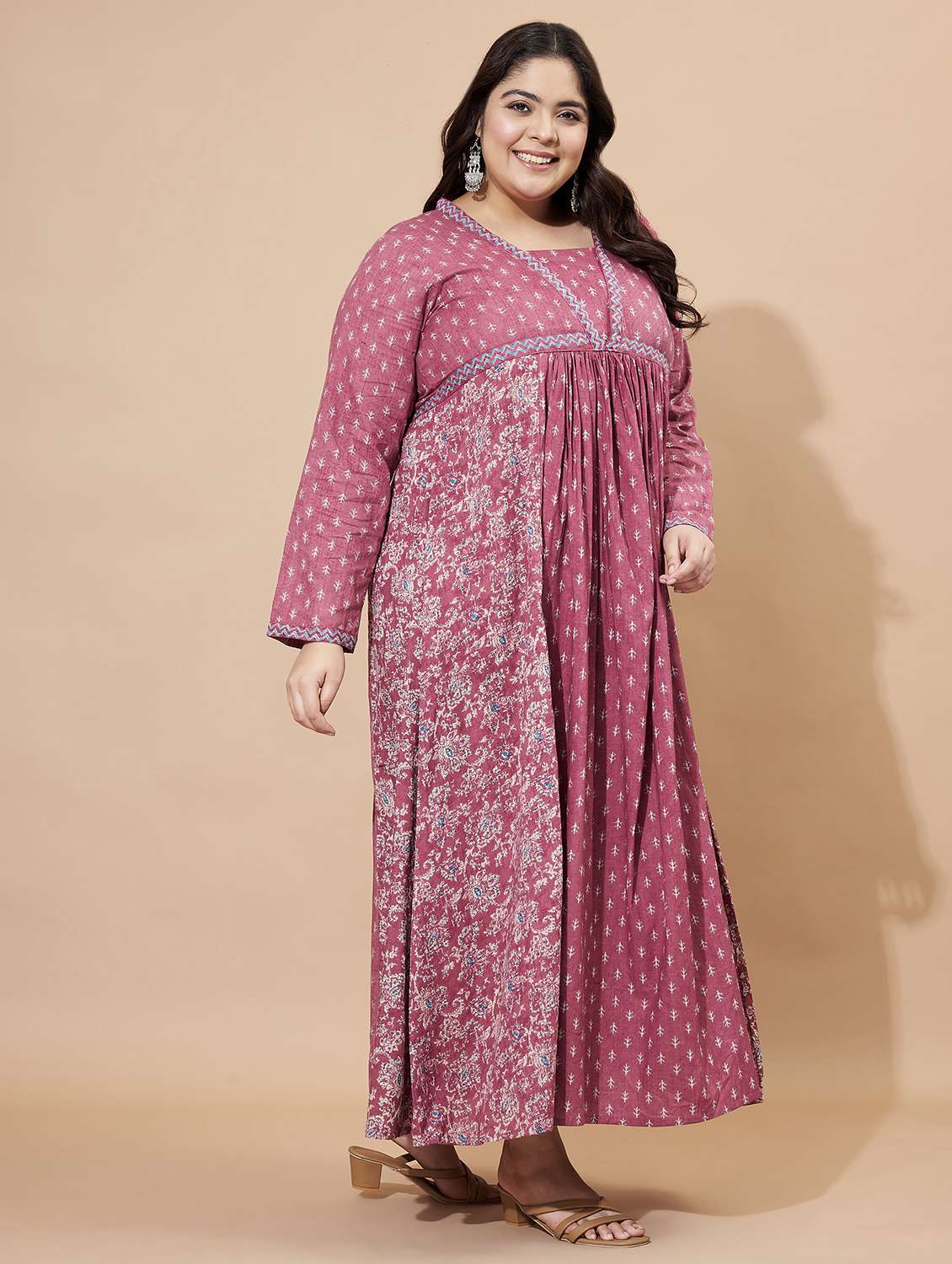 women printed long sleeve anarkali kurta - 22088198 -  Standard Image - 2