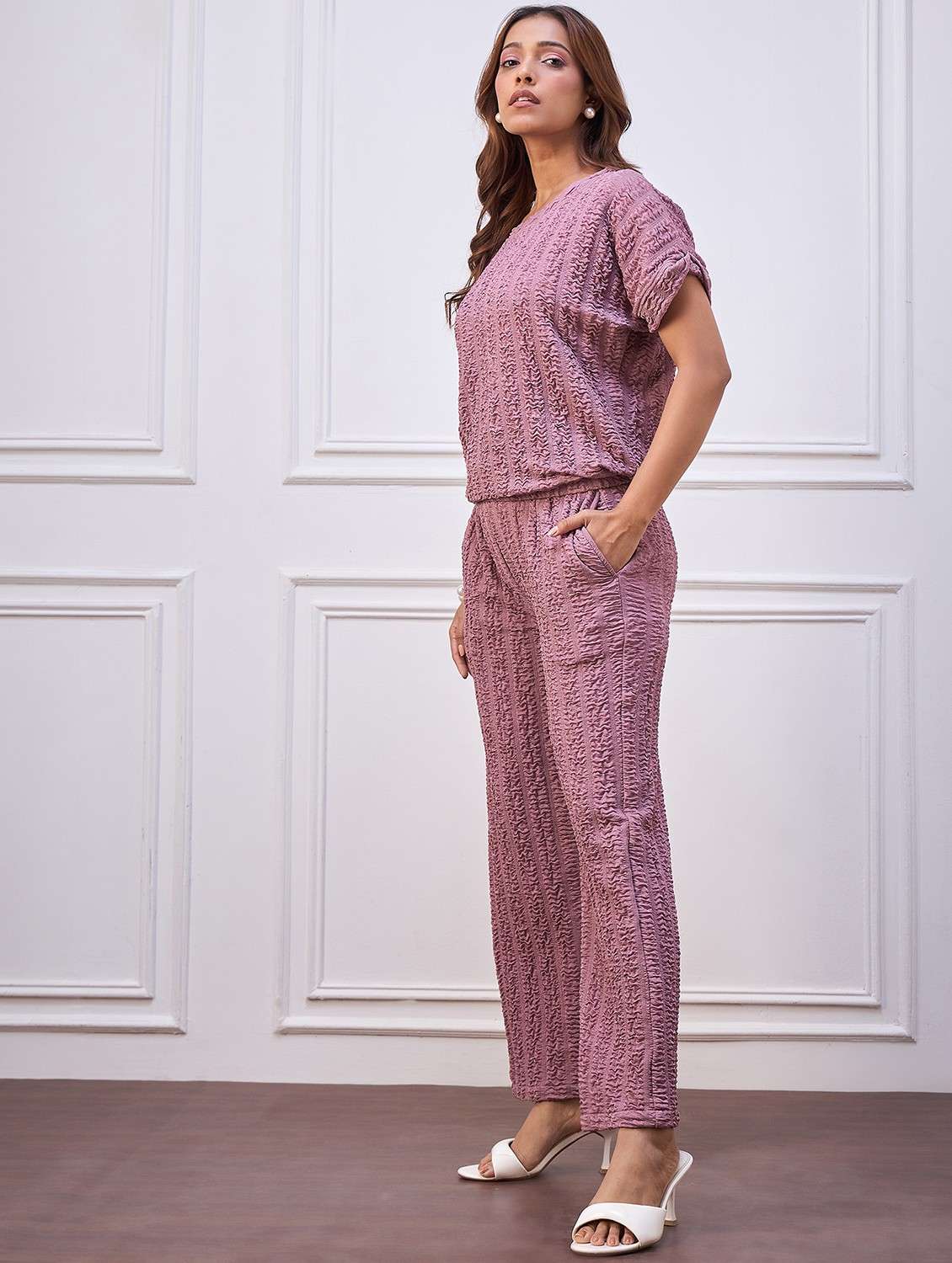 women self designed top and trouser co-ord set - 22088250 - Standard Image - 2