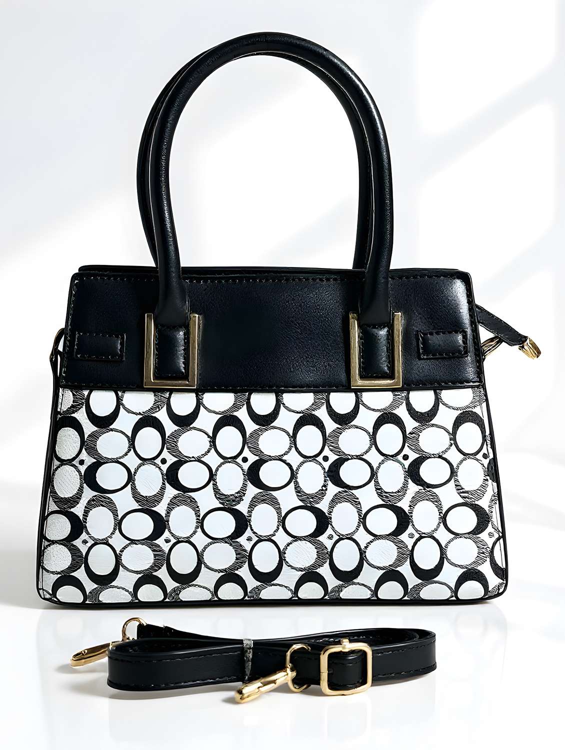 black leatherette (pu) handbag - 22088254 - Standard Image - 2