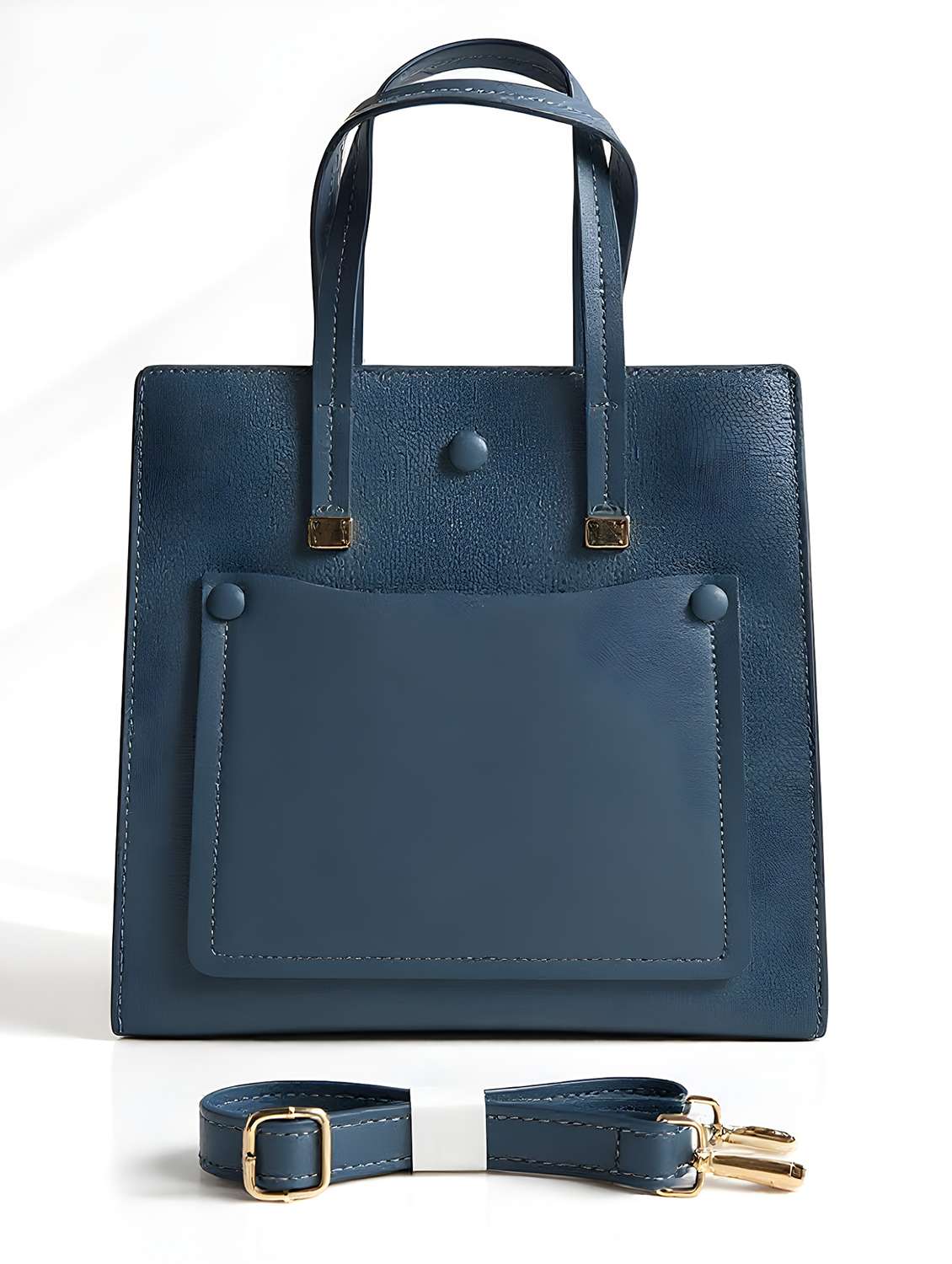 women solid leatherette handbag - 22088257 - Standard Image - 2