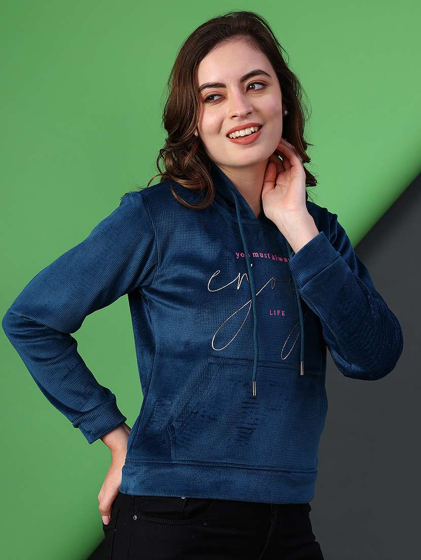 women printed long sleeve hooded sweatshirt - 22088275 -  Standard Image - 2