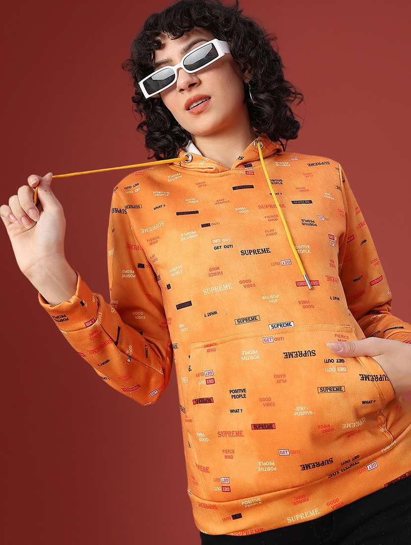 women printed long sleeve hooded sweatshirt - 22088391 -  Standard Image - 2