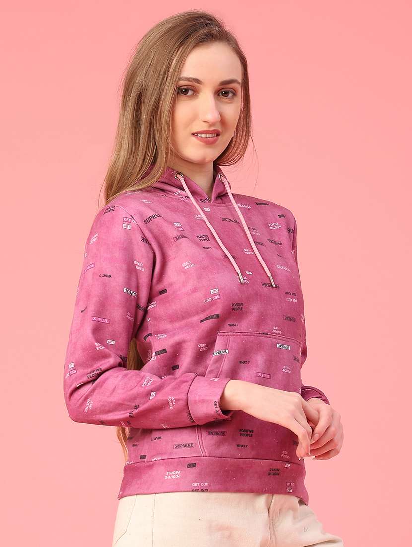 women printed long sleeve hooded sweatshirt - 22088392 -  Standard Image - 2