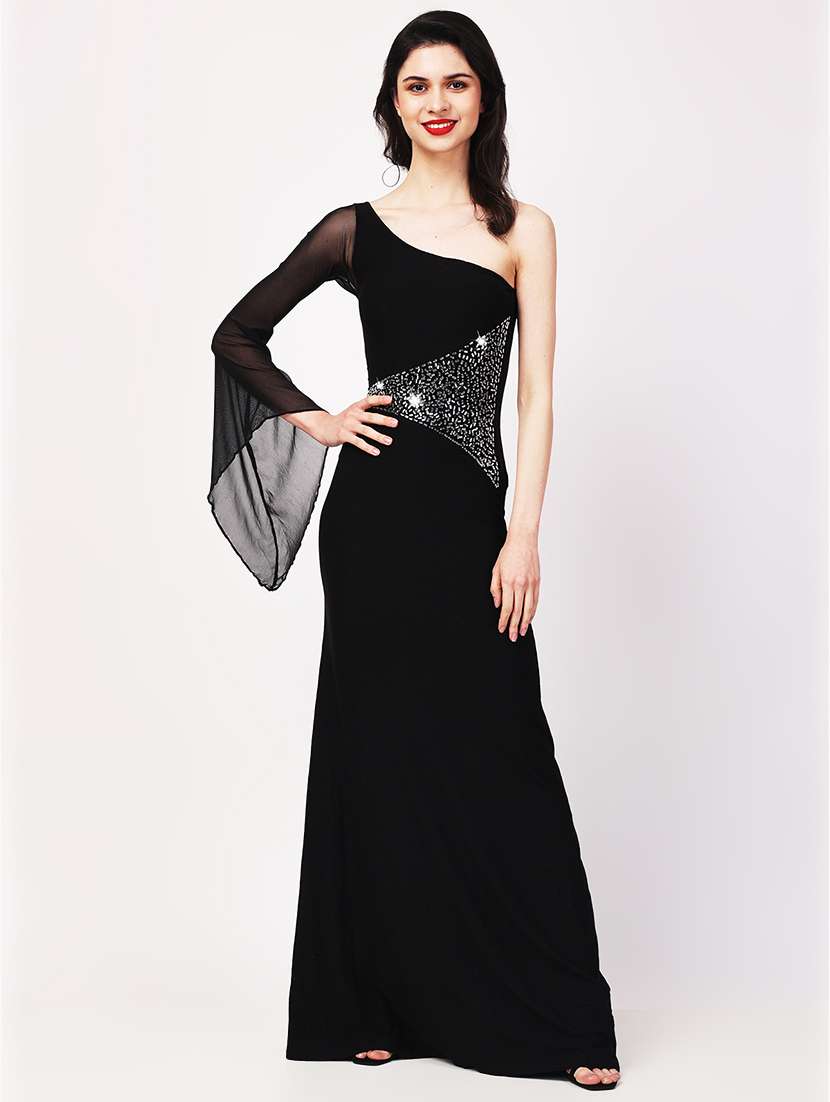 black viscose bodycon dress