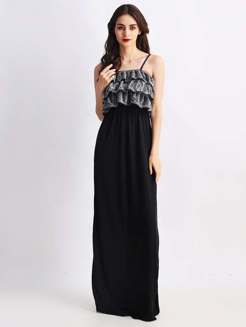 grey polyester gown dress - 22088474 - Standard Image - 0
