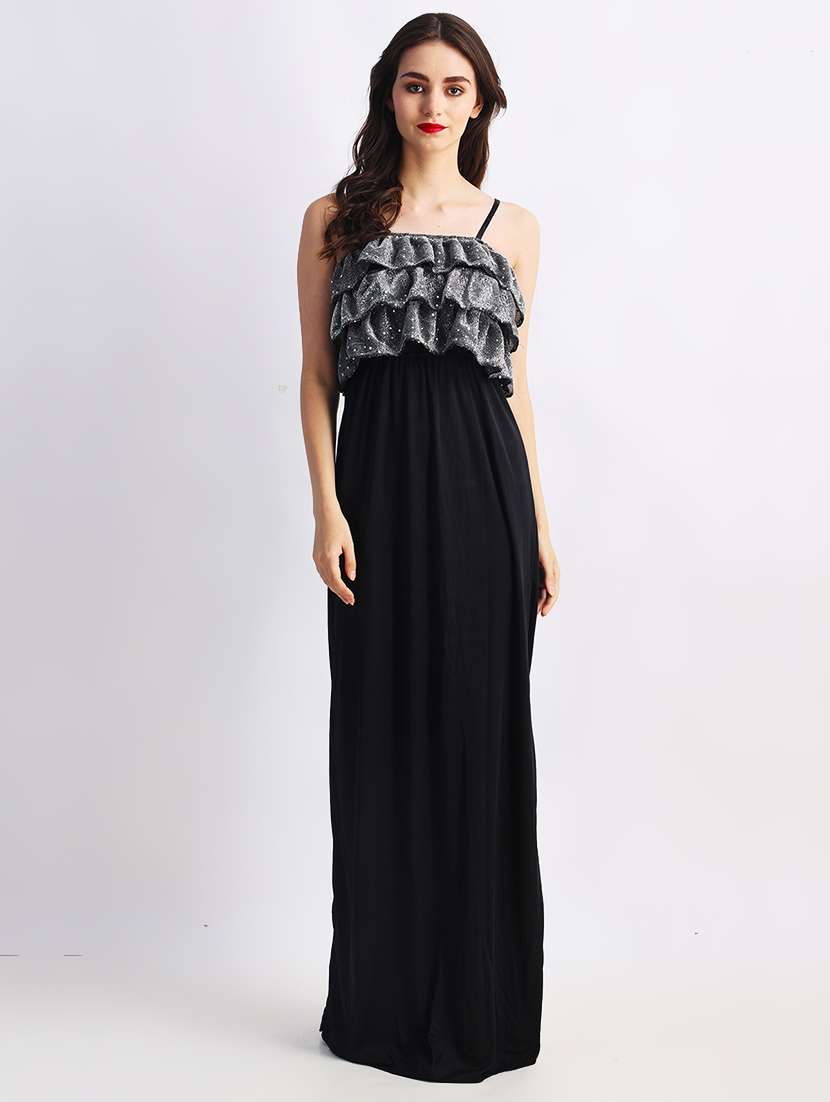 grey polyester gown dress - 22088474 - Standard Image - 2