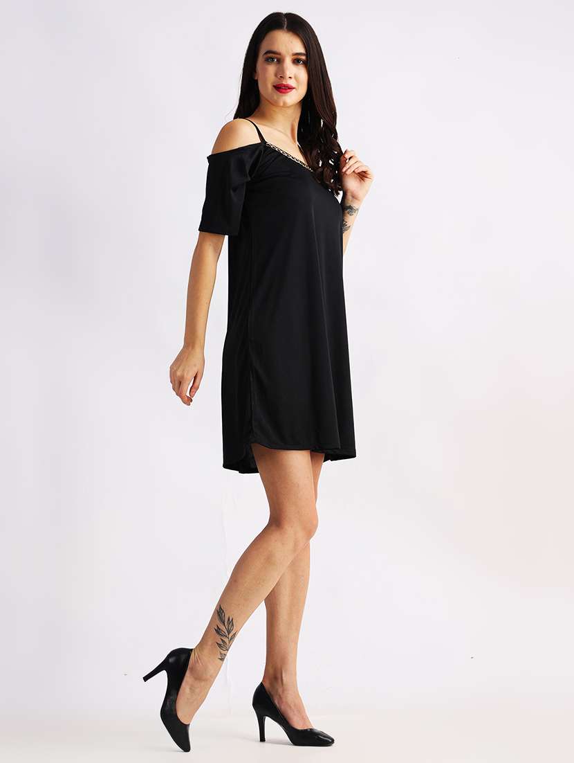 women solid short sleeves a-line dress - 22088476 -  Standard Image - 2