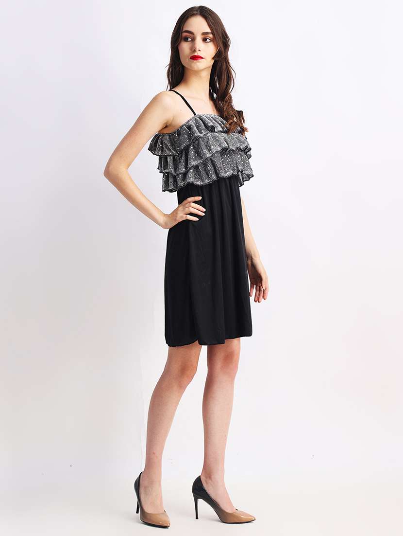 women solid shoulder strap a-line dress - 22088479 -  Standard Image - 2