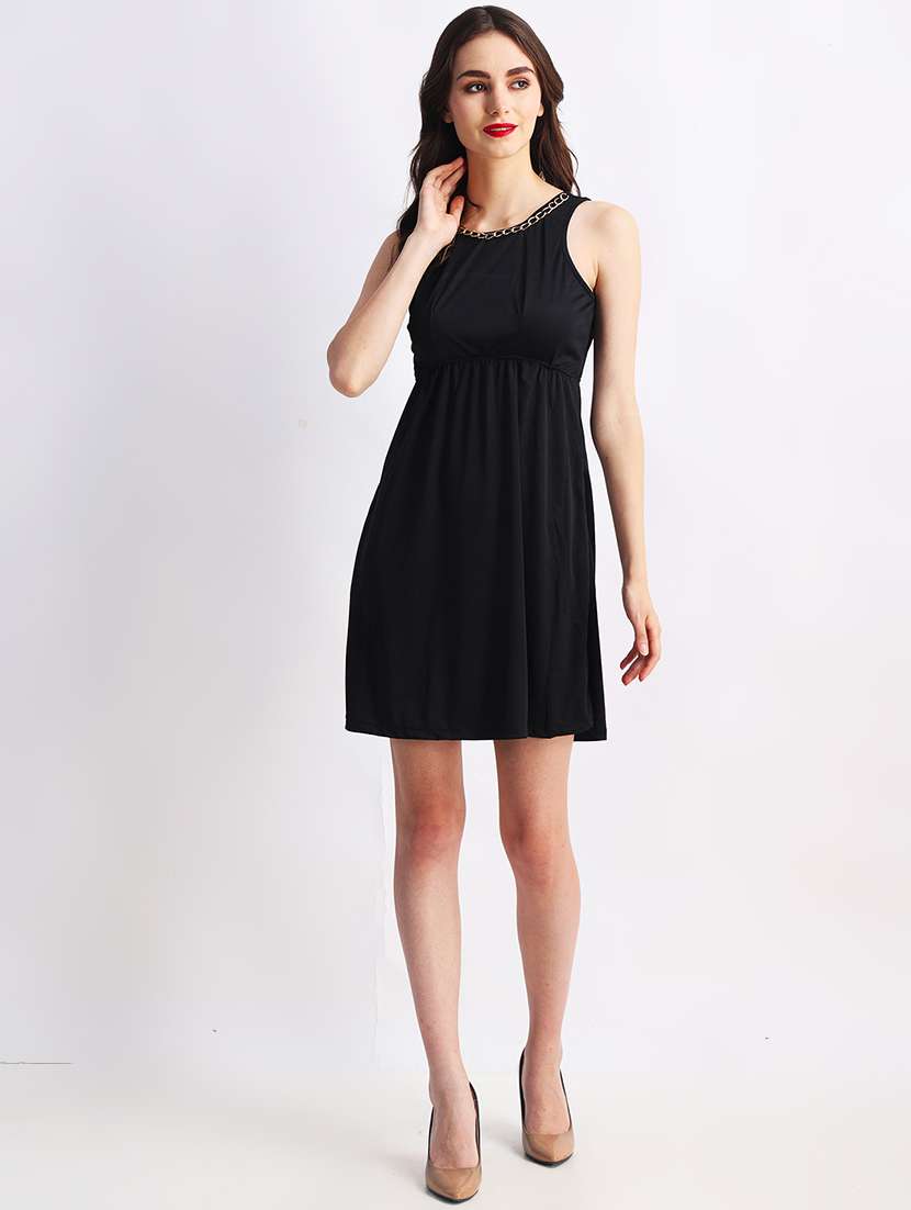 women solid sleeveless a-line dress - 22088480 - Standard Image - 2