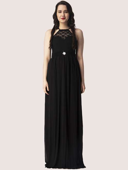 women solid halter neck sleeveless a-line dress - 22088483 - Standard Image - 0