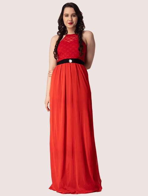 women solid halter neck sleeveless a-line dress - 22088484 -  Standard Image - 0