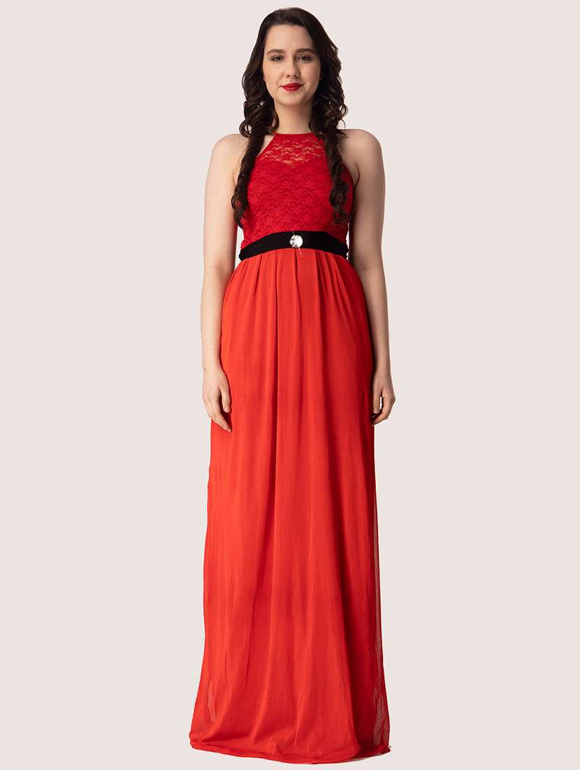 women solid halter neck sleeveless a-line dress - 22088484 - Standard Image - 2