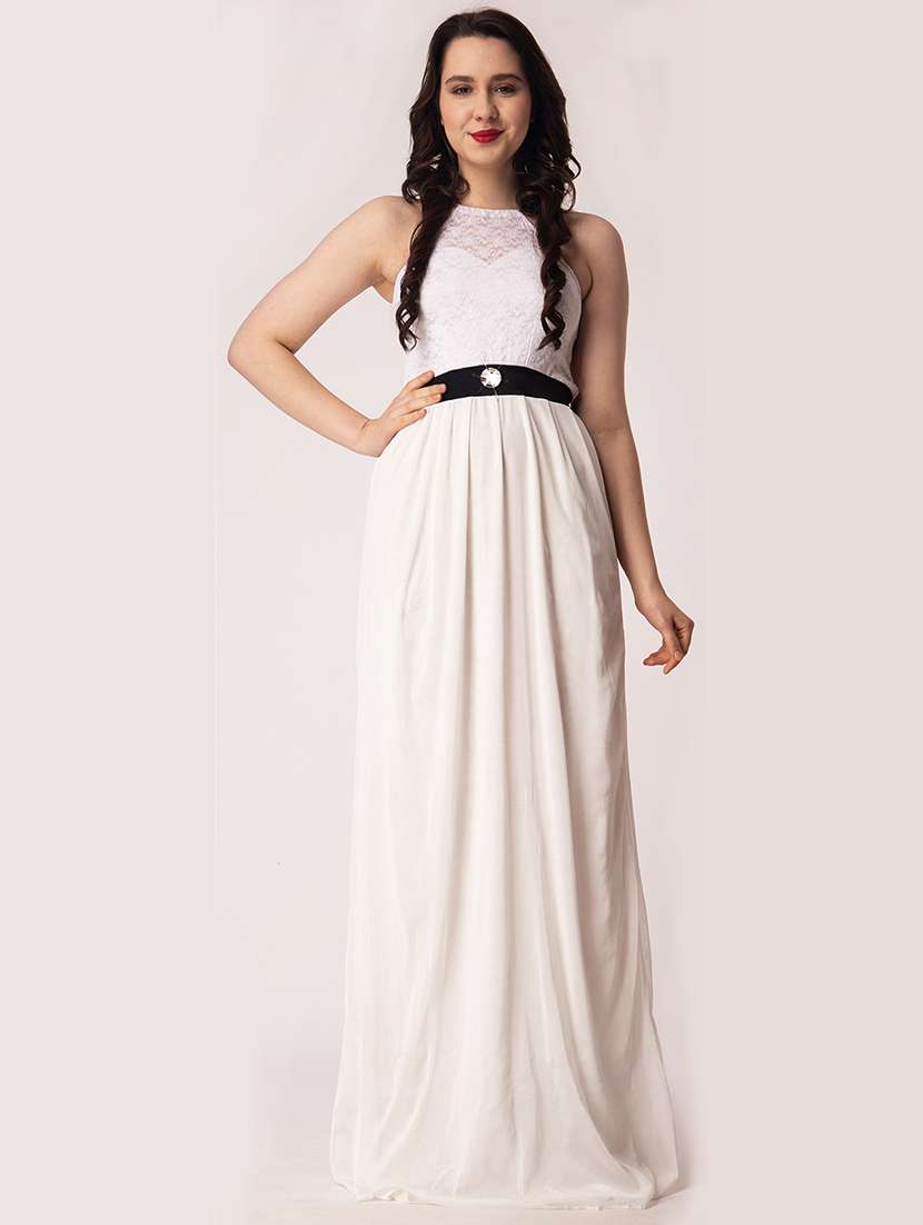 women solid halter neck sleeveless a-line dress - 22088485 -  Zoom Image - 0