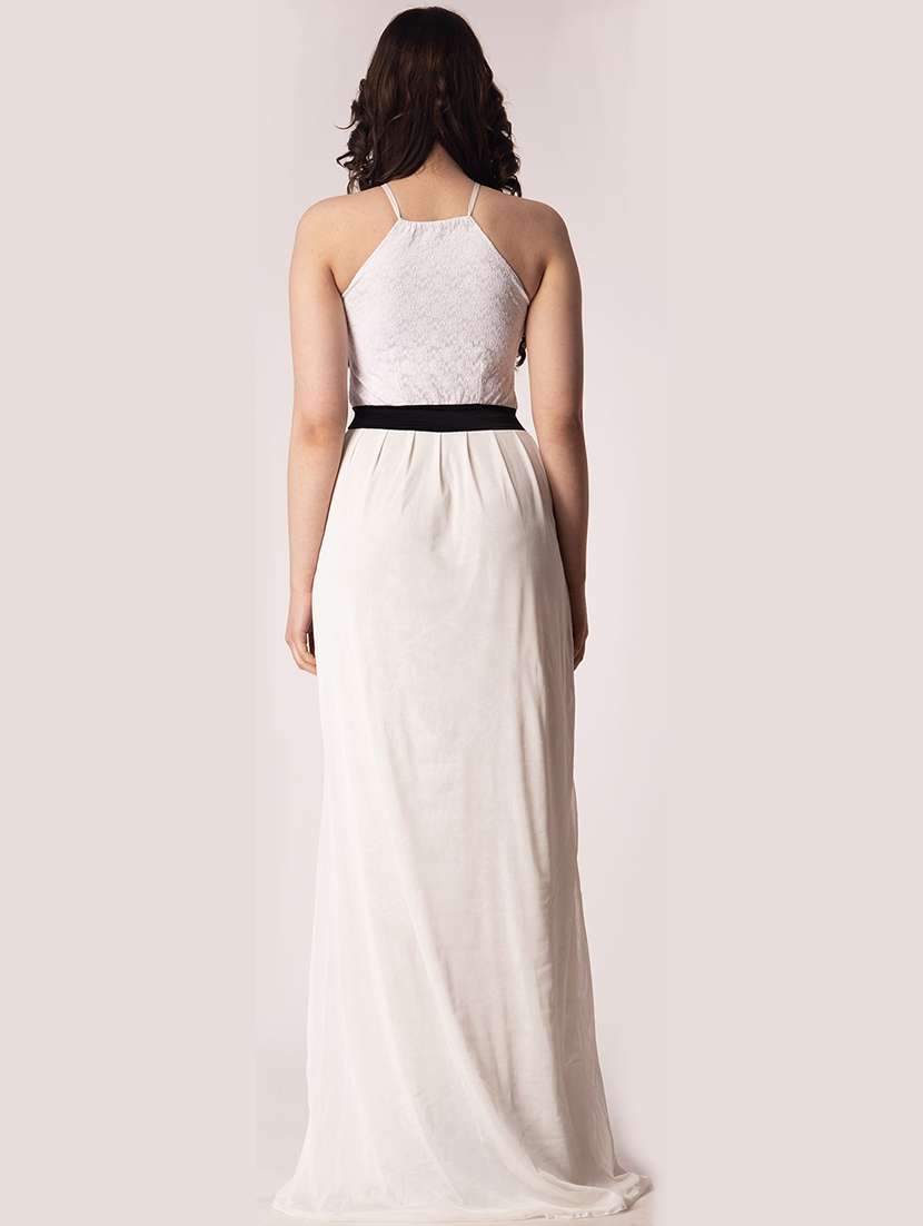women solid halter neck sleeveless a-line dress - 22088485 - Standard Image - 2
