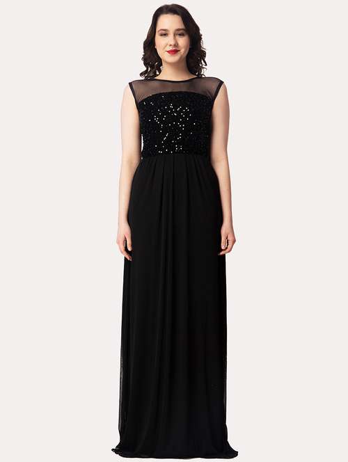women emebllished round neck sleeveless a-line dress - 22088488 - Standard Image - 0